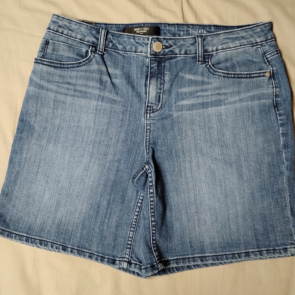 Simply Vera Vera Wang Mid Rise Light Blue Denim Shorts Size 8